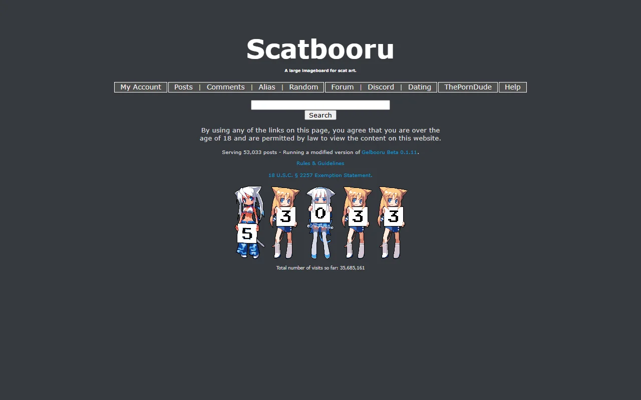 Screenshot of Scatbooru